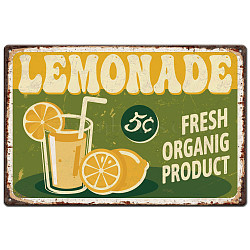 Vintage Metal Tin Sign, Iron Wall Decor for Bars, Restaurants, Cafe Pubs, Rectangle, Lemon, 300x200x0.5mm(AJEW-WH0189-474)