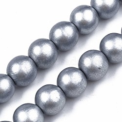 Spray Painted Natural Wood Beads Strands, Round, Light Grey, 15~16x14~15mm, Hole: 3~4mm, about 25pcs/strand, 14.33 inch~14.65 inch(36.4cm~37.2cm)(WOOD-S053-59B)