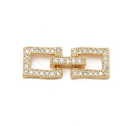 Brass Micro Pave Clear Cubic Zirconia Fold Over Clasps, Rectangle, Real 18K Gold Plated, 25x9x3.5~5mm, Hole: 2.5x0.8mm(KK-C075-07G)