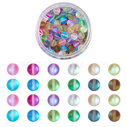 Synthetic Moonstone Beads Strands, Dyed, Holographic Beads, Half AB Color Plated, Frosted, Round, Mixed Color, 8mm, Hole: 1mm, 120pcs/box(G-TA0001-08)