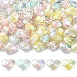 100Pcs 5 Colors Transparent Acrylic Beads, Bead in Bead, AB Color, Heart, Mixed Color, 13x17x9.5mm, Hole: 2.5mm, 20pcs/color(TACR-YW0008-10)