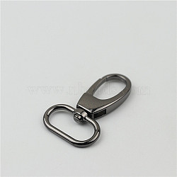 Zinc Alloy Handbag Purse Belt Clasp Clip, Snap Hook Lobster Clasps Buckles, Gunmetal, 53x32x7mm, Hole: 25x12mm(PURS-PW0001-128B)