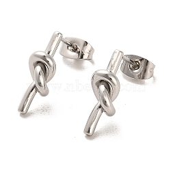 304 Stainless Steel Stud Earrings, Knot, Stainless Steel Color, 16x5.5mm(EJEW-D101-04P)