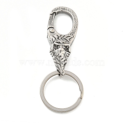 Tibetan Style 316 Surgical Stainless Steel Fittings with 304 Stainless Steel Key Ring, Antique Silver, 76mm(FIND-Q101-01AS)