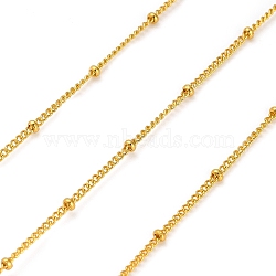 304 Stainless Steel Rondelle Beaded Satellite Chains, Soldered, with Spool, Golden, 2x1.5x0.8mm 10m/roll(CHS-G040-03G)