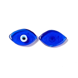 Handmade Evil Eye Lampwork Cabochons, Horse Eye, Blue, 21~22x13~13.5x3.5mm(LAMP-F025-06F)