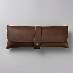 Rectangle Leather Pen Bags, Snap Clasp Pen Bags, with Alloy Findings, Study Supplies, Coconut Brown, 90x210x43mm(AJEW-WH20001-28A)