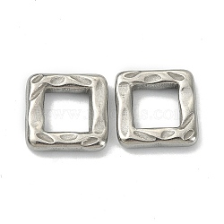 Non-Tarnish 304 Stainless Steel linking Rings, Hammered, Square, Stainless Steel Color, 12.2x12.2x2.8mm, Inner Diameter: 7x7mm(STAS-E191-11P)