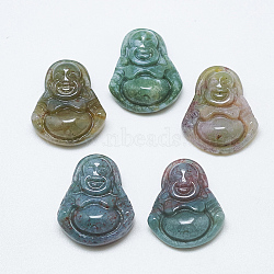 Natural Indian Agate Pendants, Maitreya, 18~19x15~16x7.5~8mm, Hole: 1mm(G-T122-15A-04)