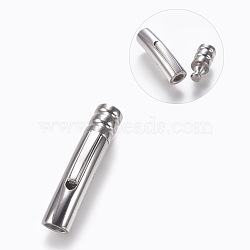 304 Stainless Steel Bayonet Clasps, Stainless Steel Color, 30x6mm, Hole: 4mm(STAS-A035H-4P)