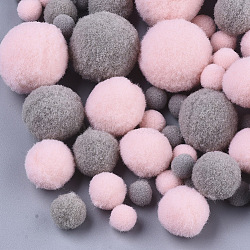 DIY Doll Craft Polyester High-elastic Pom Pom Ball, Round, Gray & Pink, 7~29mm(AJEW-R093-01-B03)