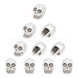 10Pcs 304 Stainless Steel Beads, Skull, Large Hole Beads, Antique Silver, 18x11.5x13mm, Hole: 4mm(STAS-UN0043-84)