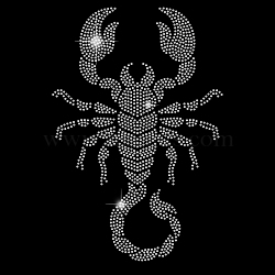 Glass Hotfix Rhinestone, Iron on Appliques, Costume Accessories, for Clothes, Bags, Pants, Scorpion Pattern, 297x210mm(DIY-WH0303-085)