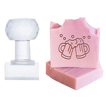 Clear Acrylic Soap Stamps with Small Handles, DIY Soap Molds Supplies, Drink, 51x28x35mm, Pattern: 32x25mm