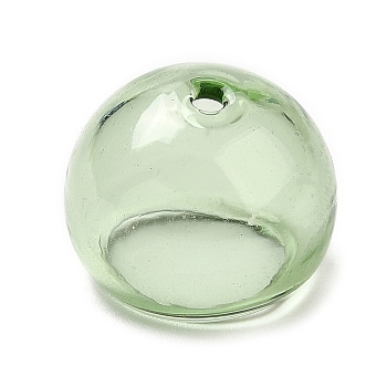 Transparent Glass Bead Cone, for Wind Chimes Making, Half Round, Yellow Green, 16x13mm, Hole: 1.4mm, Inner Diameter: 10.8mm