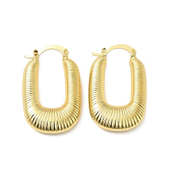 Brass Rectangle Hoop Earrings for Women, Lead Free & Cadmium Free, Golden, 33.5x21x6mm, Pin: 0.6x1.2mm