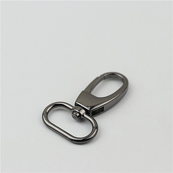 Zinc Alloy Handbag Purse Belt Clasp Clip, Snap Hook Lobster Clasps Buckles, Gunmetal, 53x32x7mm, Hole: 25x12mm