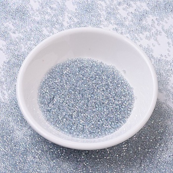 MIYUKI Delica Beads Small, Cylinder, Japanese Seed Beads, 15/0, (DBS0110)Transparent Light Marine Blue Gold Luster, 1.1x1.3mm, Hole: 0.7mm, about 3500pcs/10g