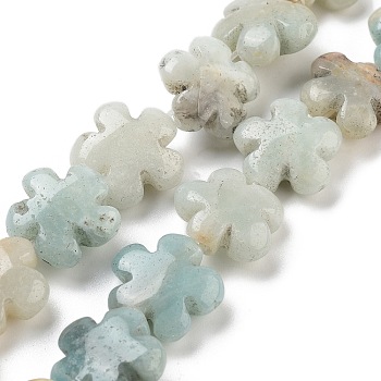 Natural Flower Amazonite Beads Strands, Flower, 16x16x6mm, Hole: 1.4mm, about 25pcs/strand, 14.57~14.96 inch(37~38cm)