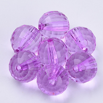 Transparent Acrylic Beads, Faceted, Round, Dark Violet, 8x8mm, Hole: 1.5mm, about 1770pcs/500g