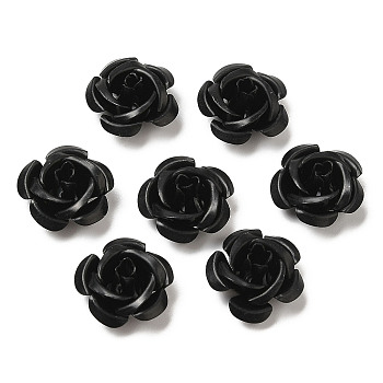 Aluminum Beads, Oxidation, Rose, Black, 15x15x9mm, Hole: 1.4mm