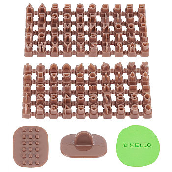 1 Set Plastic Cookie Stamp Sets, Interchangeable Stamps, including Letters, Numbers, Math Symbols, Geometrics, Multipurpose, Also as Clay Stamps, Saddle Brown, 37.5~68x31.5~33x16.5~18mm