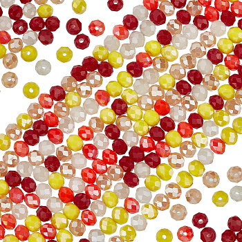 10 Strands Glass Beads Strands, Faceted, Rondelle, Yellow, 3.5~4.5x3~4mm, Hole: 0.5mm, about 92~125pcs/strand, 13.39~17.44''(34~44.3cm)