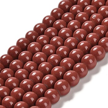 Painted Glass Bead Strands, Baking Paint, Round, Sienna, 8mm, Hole: 1.3~1.6mm, about 100pcs/strand, 31.4 inch