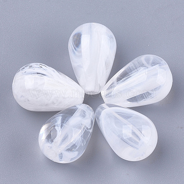 15mm White Drop Acrylic Beads
