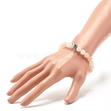 Round Frosted Natural Pink Aventurine Beads Stretch Bracelet(BJEW-JB07170)-3
