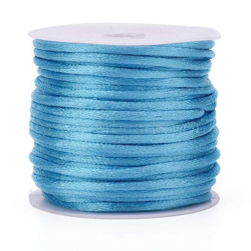 Nylon Cord, Satin Rattail Cord, for Beading Jewelry Making, Chinese  Knotting, Deep Sky Blue, 1mm, about 32.8 yards(30m)/roll