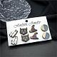 Halloween Whitch Hat Ghost Cat Wood Stud Earring Sets(EJEW-OY002-03)-5