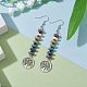Colorful Natural Dyed Lava Rock Disc Beaded Dangle Earrings(EJEW-JE05615)-2