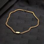Stainless Steel Geometric Cuban Link Chain Necklaces, Real 18K Gold Plated, 17.72 inch(45cm)(DH3021)