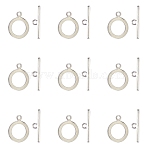Brass Toggle Clasp, Nickel Free, Round Ring, Platinum, Ring: 18x14mm, Bar: 21x2mm, Hole: 1.8mm, 10sets/box(KK-AR0001-61P-NF)