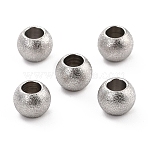 Non-Tarnish 201 Stainless Steel Beads, Round, Stainless Steel Color, 6x4.5mm, Hole: 3mm(STAS-STAS-Z039-02J-P)