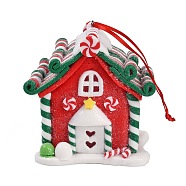 Christmas House PVC Pendant Decorations, for Christmas Tree Hanging Ornaments, Red, 150mm(HJEW-003-02C)