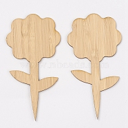 Flower Shape Bamboo Plant Labels, Wooden Plant Tags, for Seed Potted Herbs Flowers Vegetables, BurlyWood, 98x50x2mm(DIY-WH0167-25)