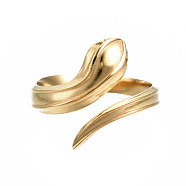 304 Stainless Steel Snake Wrap Open Cuff Ring for Women, Golden, US Size 7(17.3mm)(RJEW-T023-78G)