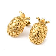 Pineapple 304 Stainless Steel Stud Earrings for Women, Golden, 20x13mm(EJEW-U003-21G)