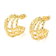 Brass Stud Earrings, C-Shaped Twist, Golden, 20x15mm(EJEW-G399-01G)