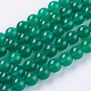 Natural Green Onyx Agate Beads Strands, Dyed, Round, Green, 8mm, Hole: 1mm(G-G583-8mm-11)