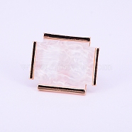 Adjustable Resin Palette Rings, with Iron Finger Ring, Imitation Shell, Nail Art Tool, for Acrylic UV Gel Polish Foundation Mixing, Rectangle, White, Size: 8, 18mm, Pad: 36x30x3mm(MRMJ-WH0060-72B)