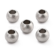 201 Stainless Steel Beads, Round, Stainless Steel Color, 6x4.5mm, Hole: 3mm(STAS-STAS-Z039-02J-P)