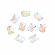 Glass Rhinestone Cabochons, Nail Art Decoration Accessories, Faceted, Rectangle, Clear AB, 6x4x1.5mm(MRMJ-N027-036)