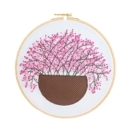 Gypsophila Pattern DIY Embroidery Kit, including Embroidery Needles & Thread, Cotton Linen Cloth, Deep Pink, 290x290mm(DIY-P077-050)