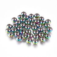 Ion Plating(IP) 304 Stainless Steel Beads, Rondelle, Rainbow Color, 6x5mm, Hole: 2.5mm(STAS-D233-08M-A)