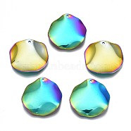 201 Stainless Steel Pendants, Cadmium Free & Nickel Free & Lead Free, Water Ripple, Flat Round, Rainbow Color, 23.5x23.5x3mm, Hole: 1.2mm(STAS-S119-067)