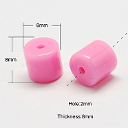 Solid Colour Acrylic Beads, Column, Pearl Pink, 8x8x8mm, Hole: 2mm, about 1075pcs/500g(SACR-S164-06)