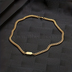 Stainless Steel Geometric Cuban Link Chain Necklaces, Real 18K Gold Plated, 17.72 inch(45cm)(DH3021)